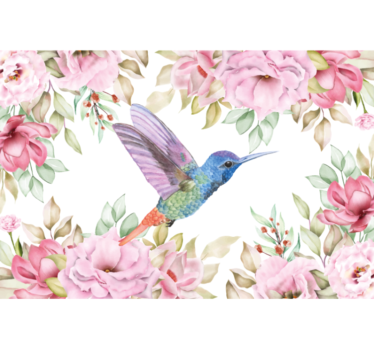 Fototapeter blommor kolibri bland blommor - Tenstickers