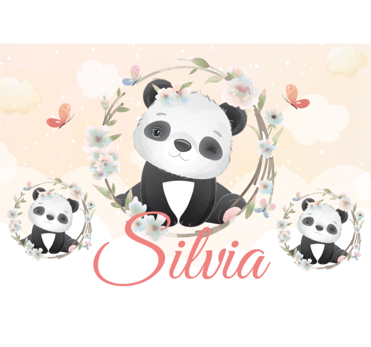 Söta djur panda med namn barn fototapeter - Tenstickers