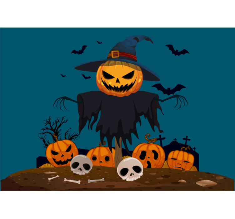 Fototapeter halloween skrämmande pumpa skramla - Tenstickers