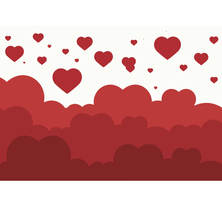 Rött hjärta moln mönster barn fototapeter - Tenstickers