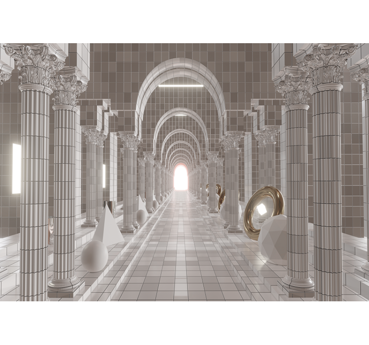 Kolumner optisk illusion 3d fototapet - Tenstickers