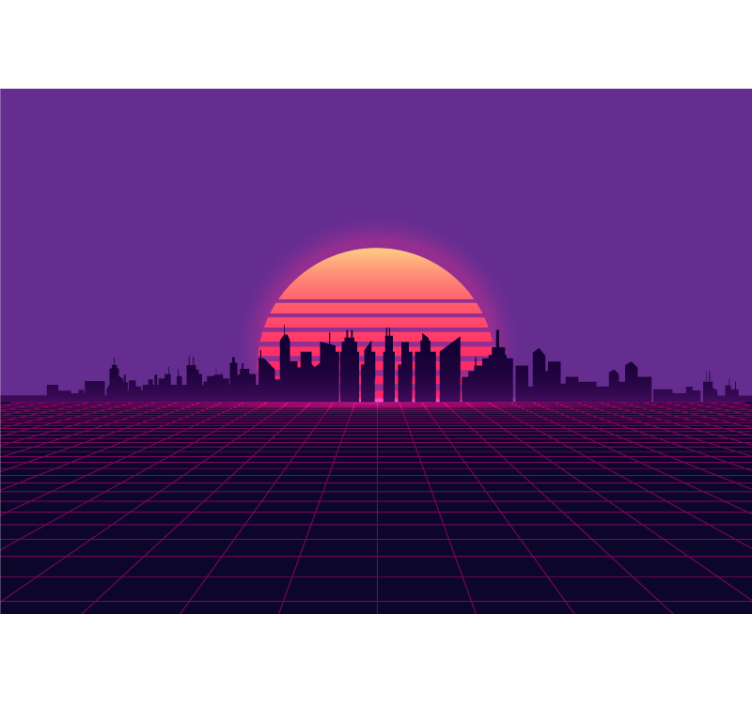 Vaporwave solnedgång 80-tals vintage fototapeta - Tenstickers