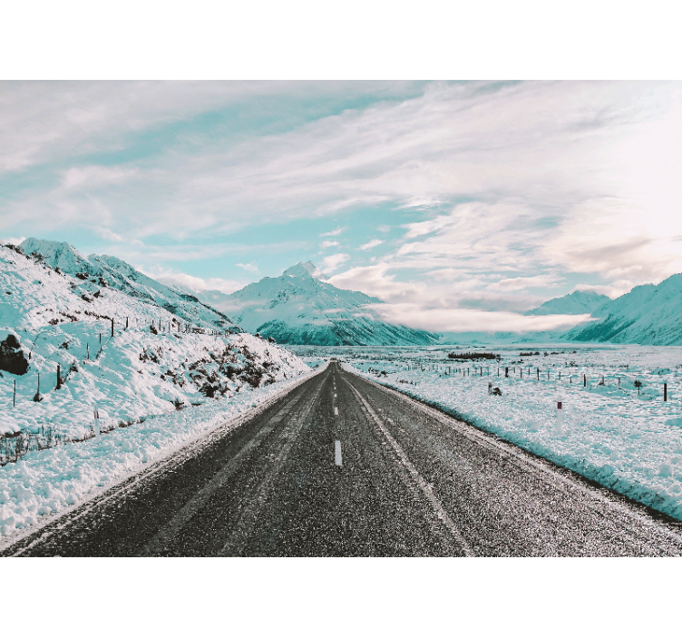 Gata med berg och snö fototapeter - Tenstickers
