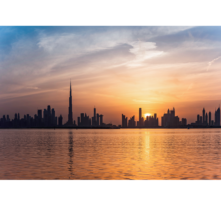 Fototapeter städer och länder dubai skyline solnedgång - Tenstickers