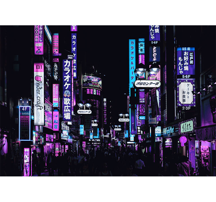 Fototapeter städer och länder neon tokyo gator - Tenstickers