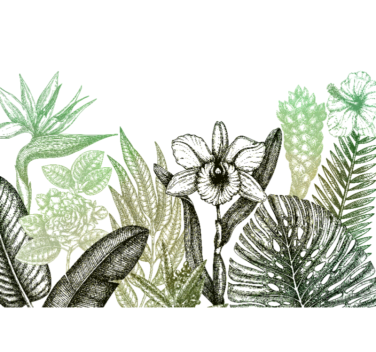 Fototapeter blommor botanisk blomsterdesign - Tenstickers