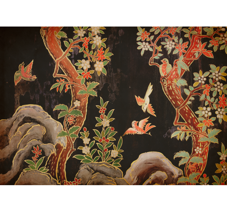 Vackra fåglar i grenar fototapet - Tenstickers