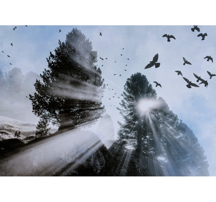 Vintage fåglar i luften fototapet - Tenstickers