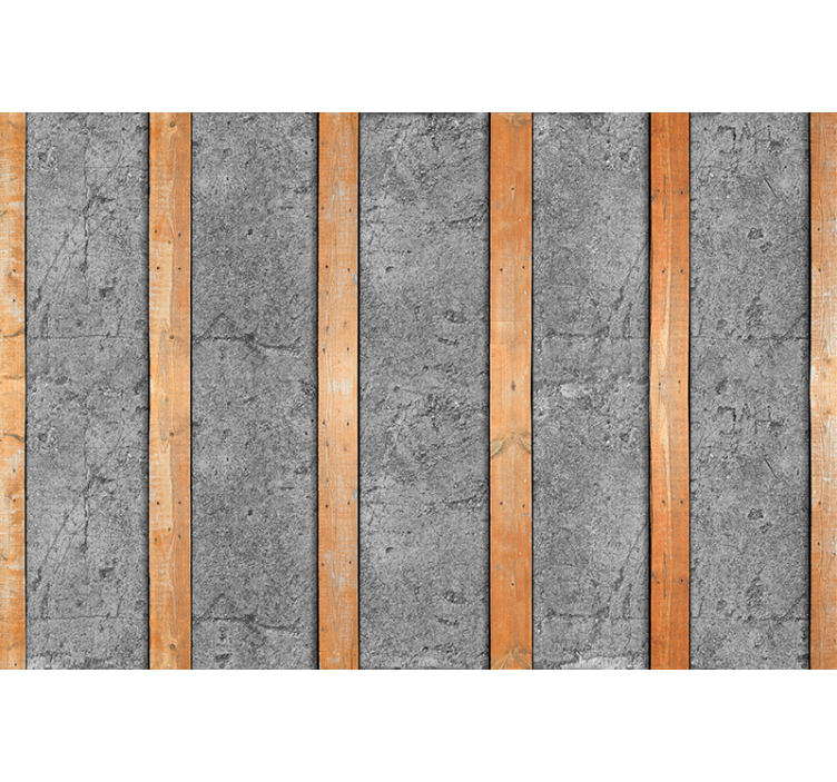 Träplankor på betong Fototapet trävägg - Tenstickers
