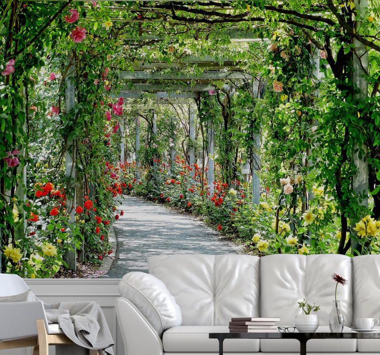 3d blommor i tunnel 3d fototapeta - Tenstickers