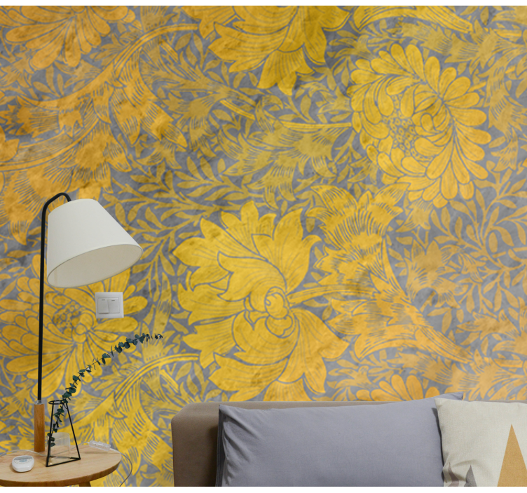 Fototapet för gyllene betongblommor 3d - Tenstickers