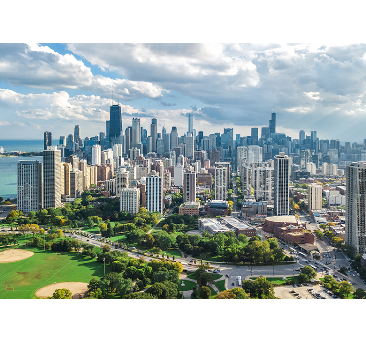 Chicagos silhuetter Fototapeter Städer och länder - Tenstickers