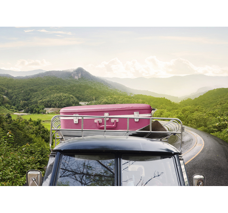 På vägbilens vintage fototapet - Tenstickers