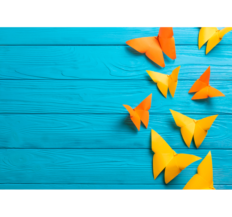 Färgglada pappersfjärilar Fototapeter Trä - Tenstickers