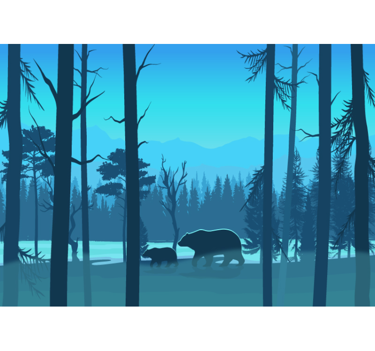 Barn berg och björnar fototapet - Tenstickers