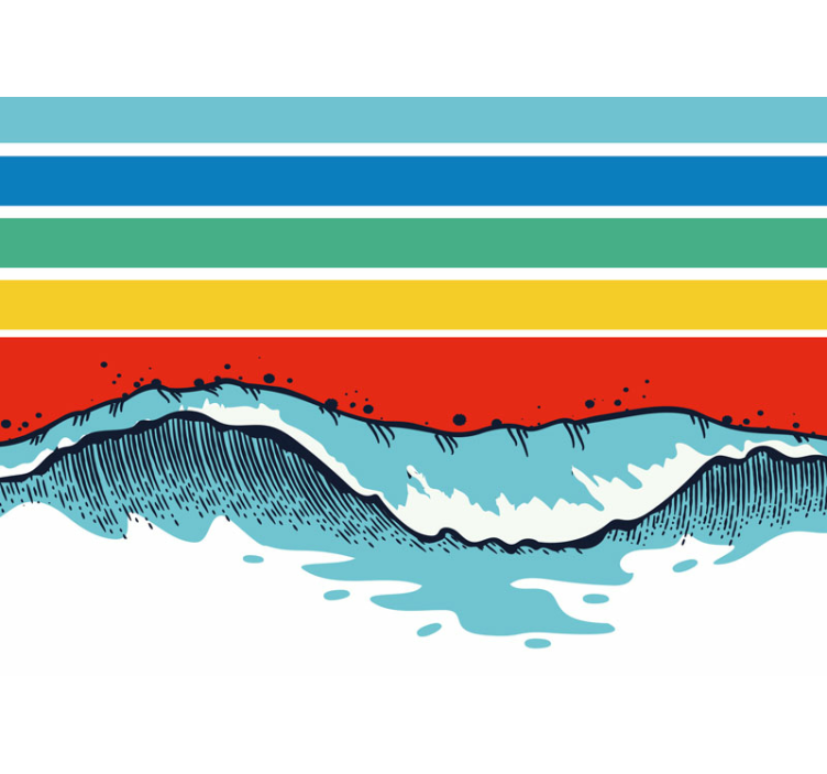 Retro färg ränder och vågor fotomural - Tenstickers