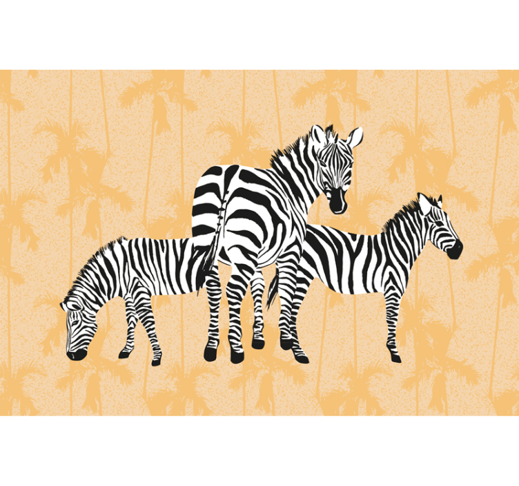 Fototapet av zebra och palmer - Tenstickers
