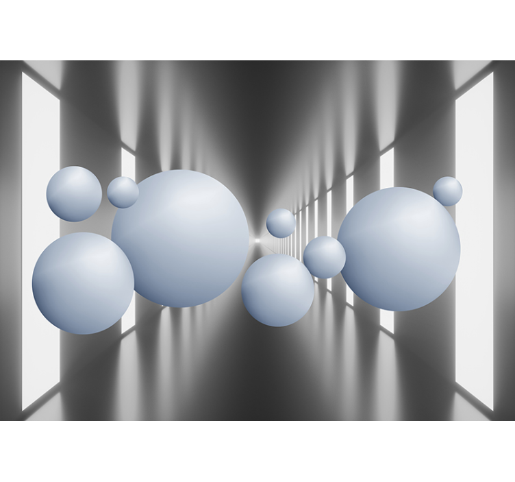 3d flytande bollar järn tunnel fototapet 3d - Tenstickers