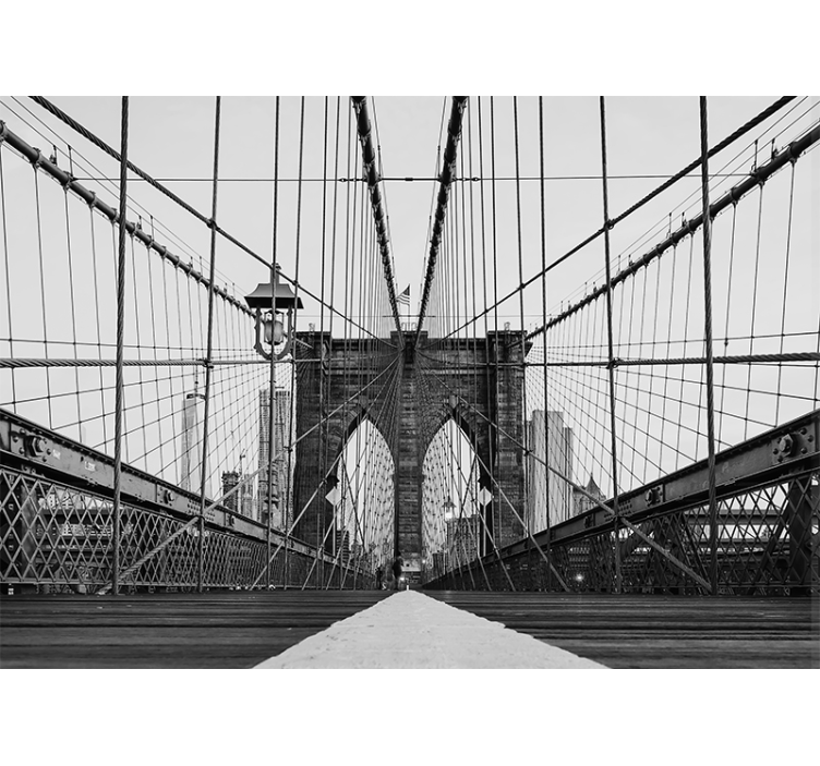 Svart och vitt brooklyn bridge 3d fototapet - Tenstickers