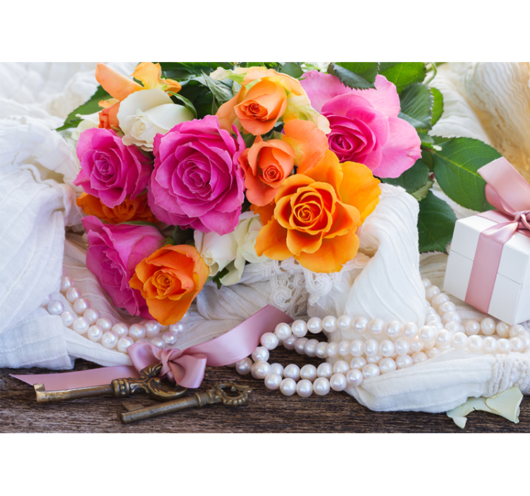 Rosbukettarrangemang Fototapeter Blommor - Tenstickers