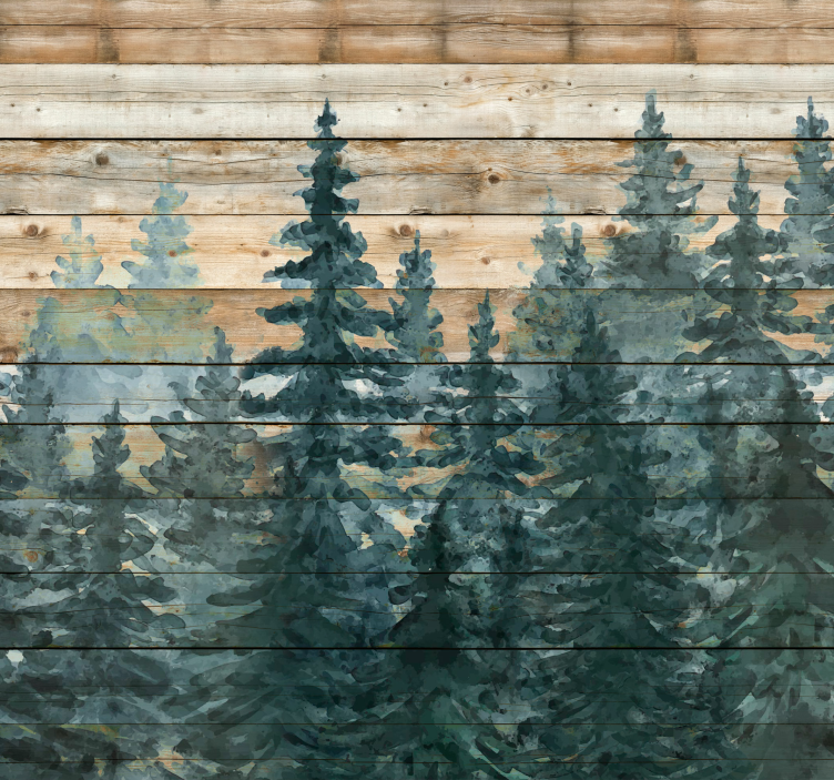 Akvarellträd Fototapeter Salong - Tenstickers