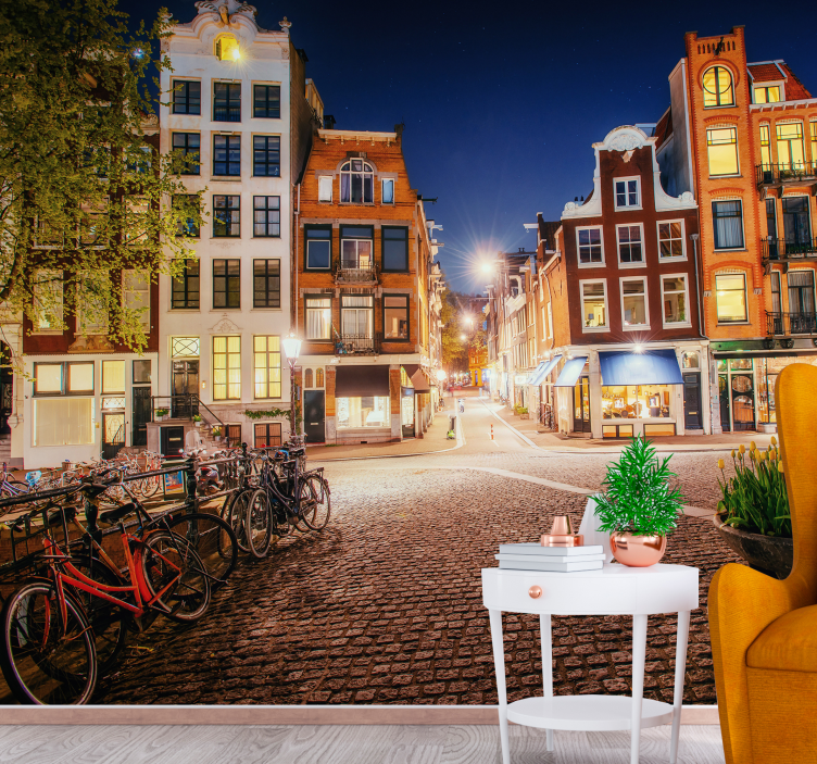 Amsterdam fototapeter charmig gata i amsterdam - Tenstickers