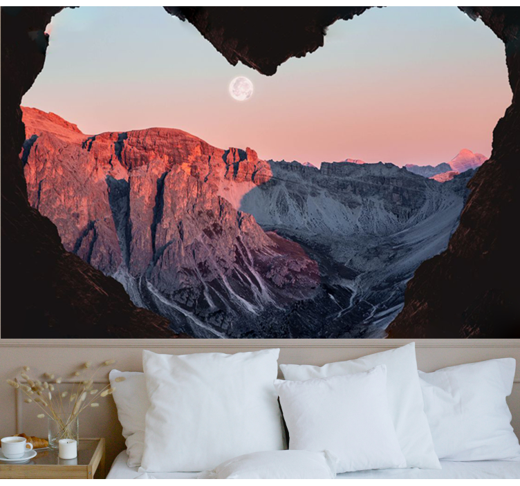 Berget i ett hjärta äktenskap fototapeter - Tenstickers