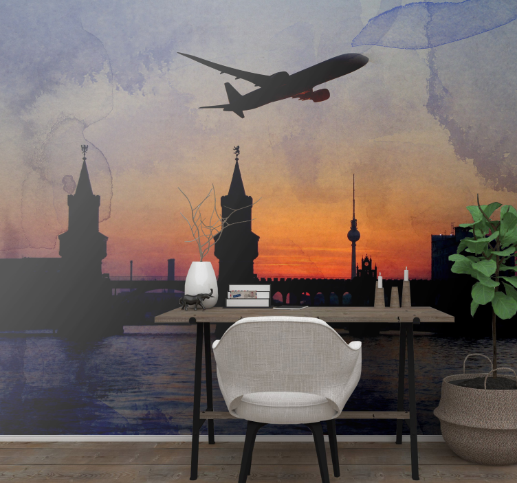 Berlins silhuett solnedgång Fototapeter Berlin - Tenstickers