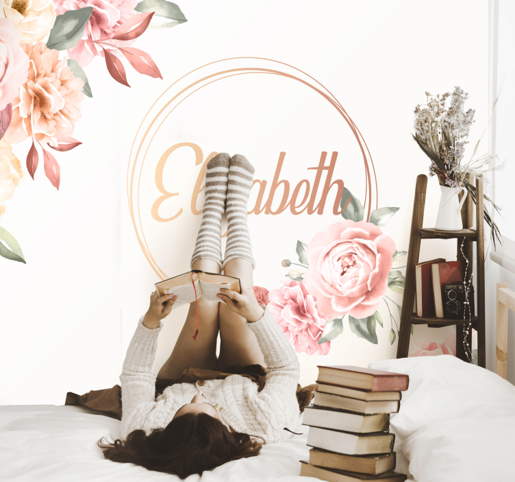Blommor ram med namn anpassade fototapeter - Tenstickers
