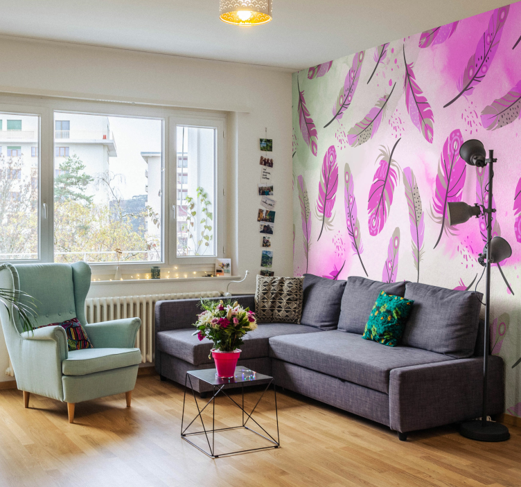 Boho fjädrar zen fototapet - Tenstickers