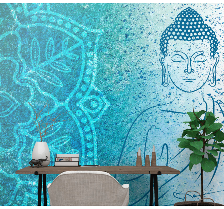 Buddha blå mandala fototapeta - Tenstickers