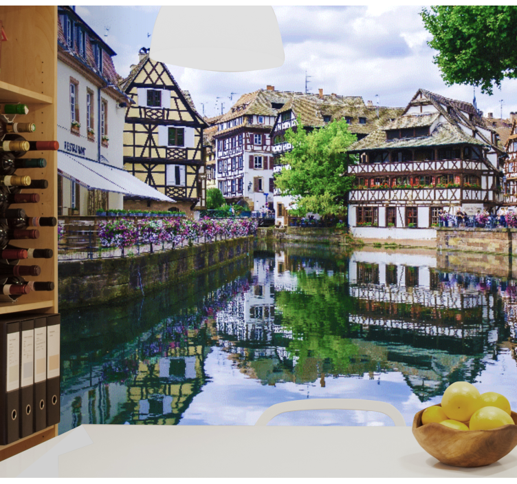 Charmig by vid floden Fototapeter Städer och länder - Tenstickers