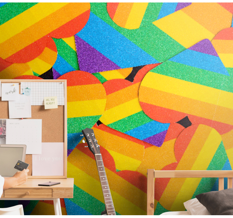 Färgglada hjärtmönster Fototapeter Kärlek - Tenstickers