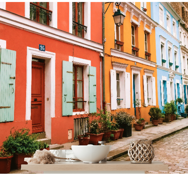 Färgglada parisiska fasader Fototapeter Städer och länder - Tenstickers