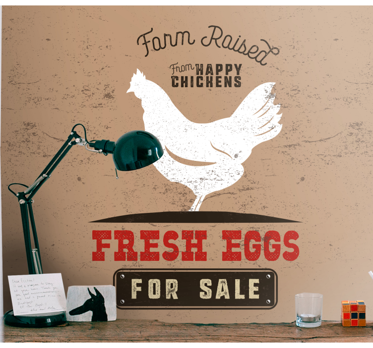 Färska ägg vit kyckling fototapeta - Tenstickers