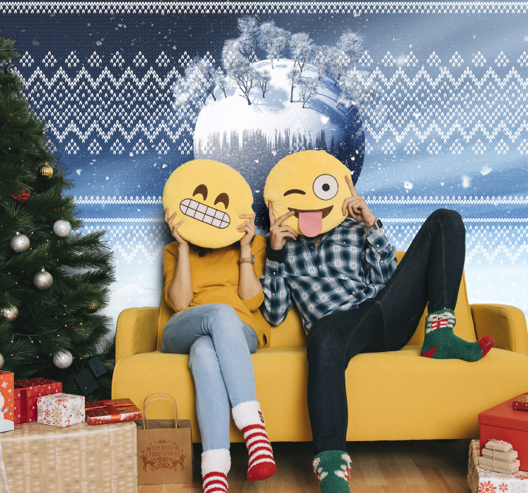 Festlig emoji-kul Fototapeter med julmotiv - Tenstickers