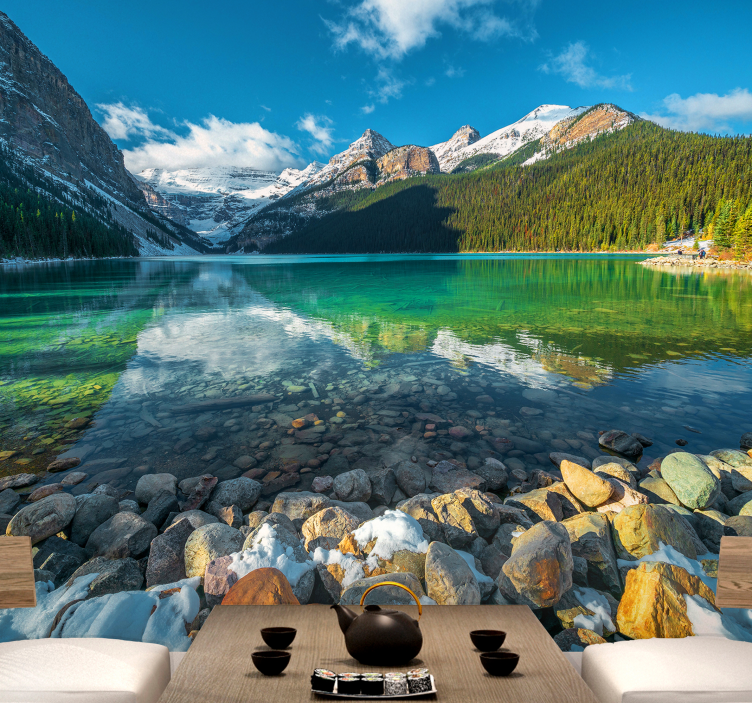 Fjällsjö spegelbild Fototapeter Landskap - Tenstickers