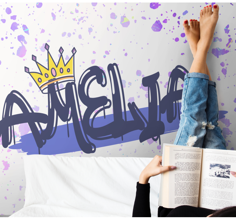 Flicka graffiti med en krona urban konst fototapeta - Tenstickers