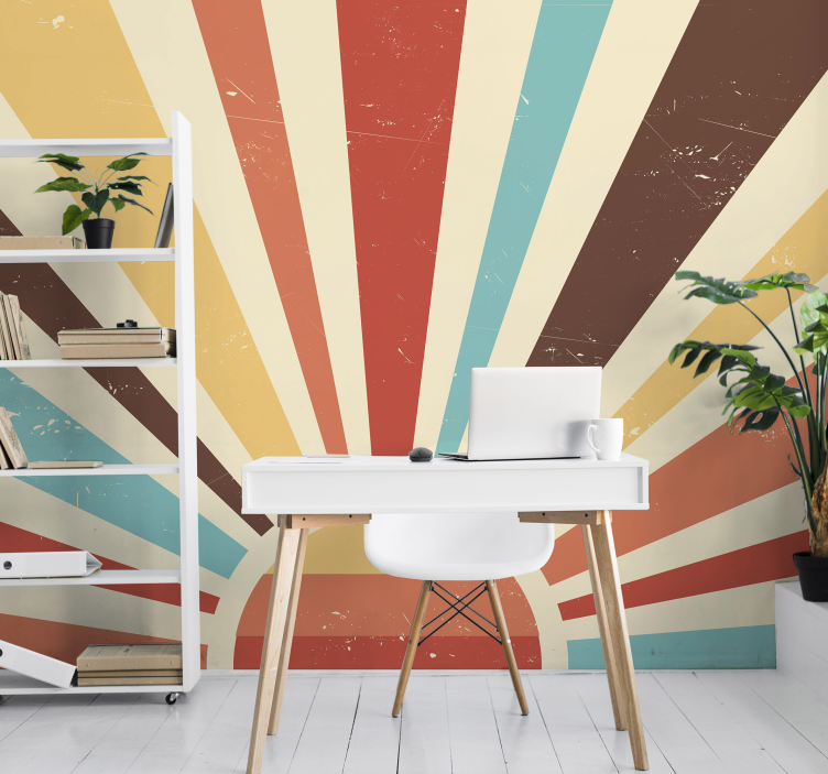 Abstrakt vintage solnedgång fotomural - Tenstickers