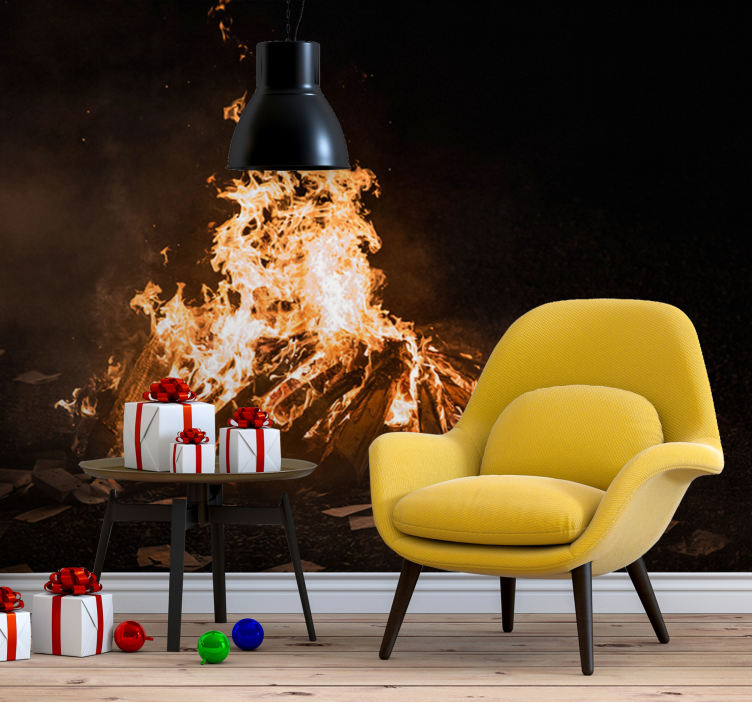 Fototapeter abstrakt eldande lägereldsscen - Tenstickers