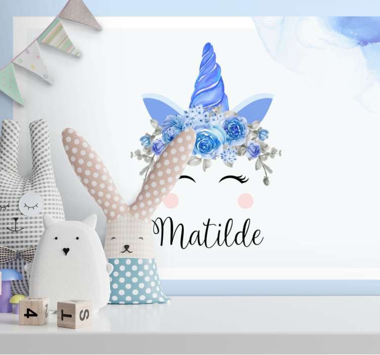 Fototapeter barnens söt enhörning illustration - Tenstickers