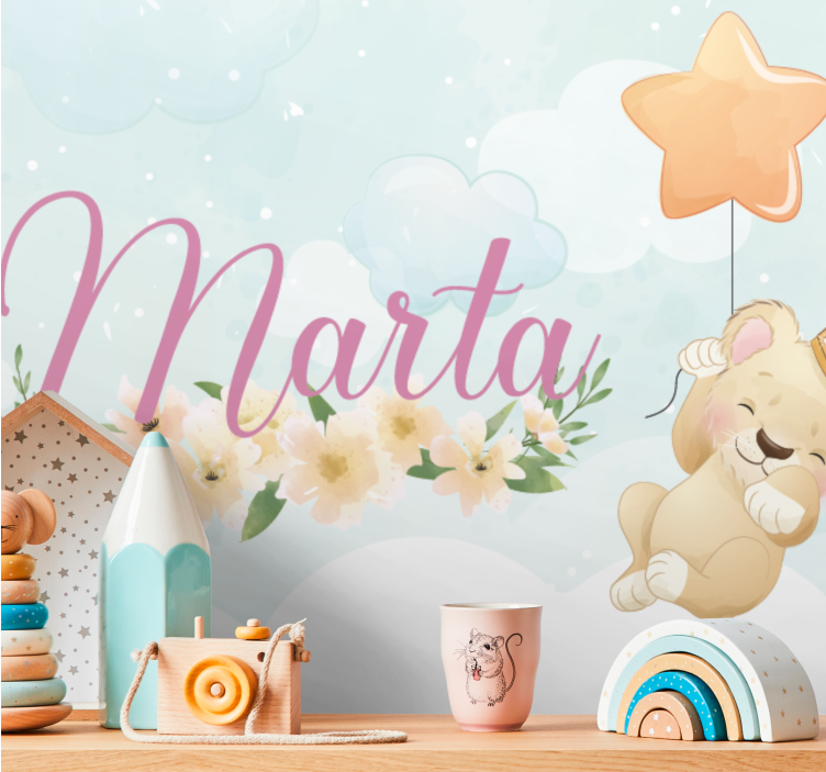 Fototapeter barnens söt lejon ballong - Tenstickers