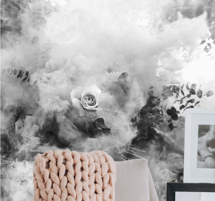 Fototapeter blommor eterisk vit ros - Tenstickers