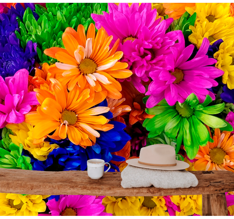 Fototapeter blommor färggarrangemang av växter - Tenstickers