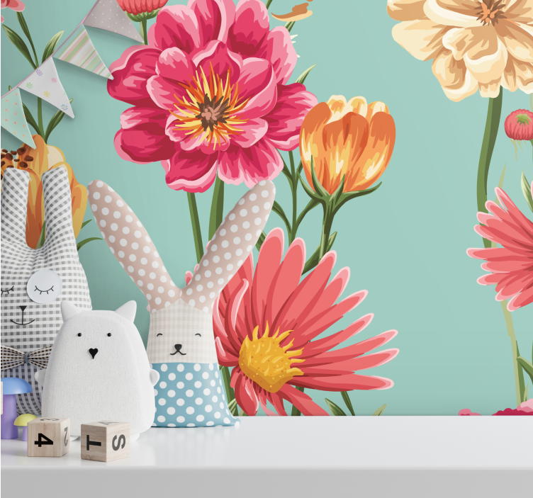 Fototapeter blommor färgglad blomkomposition - Tenstickers