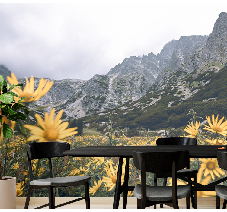 Fototapeter blommor gult blomsteräng - Tenstickers