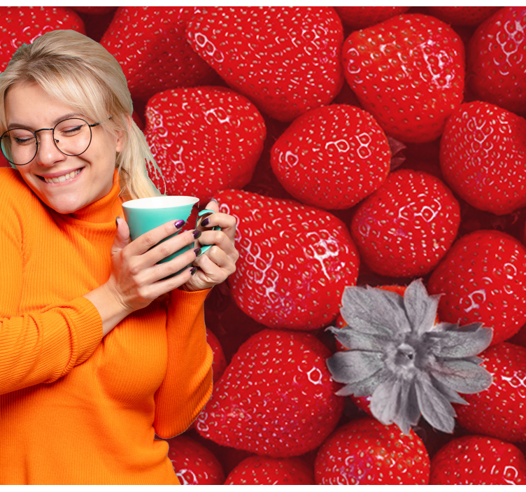 Fototapeter blommor jordgubbe och blomma - Tenstickers