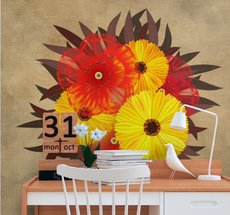 Fototapeter blommor livfullt blomsterarrangemang - Tenstickers