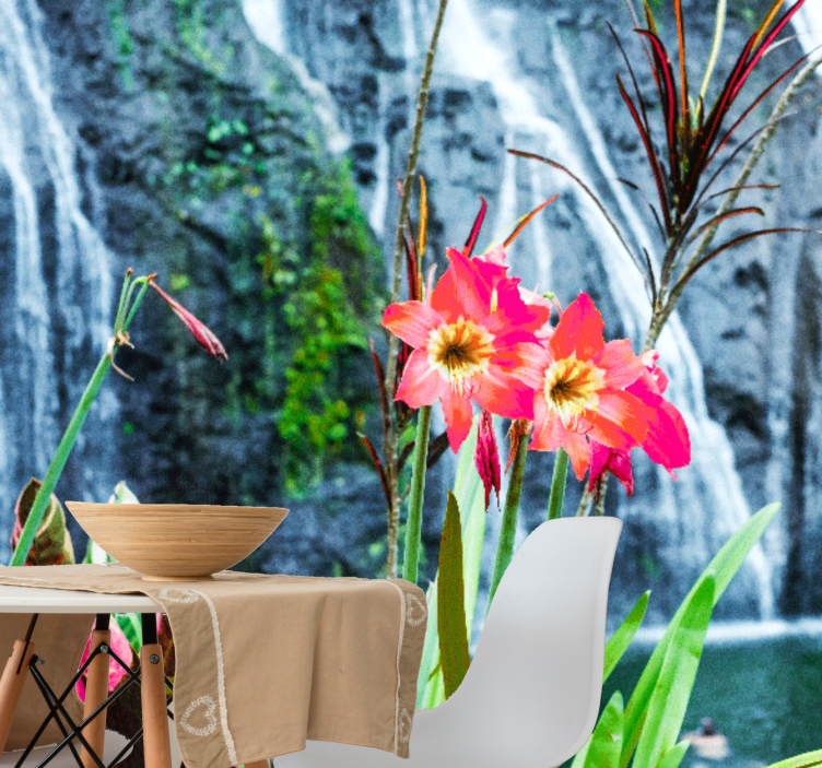 Fototapeter blommor rosa tropiska blommor - Tenstickers