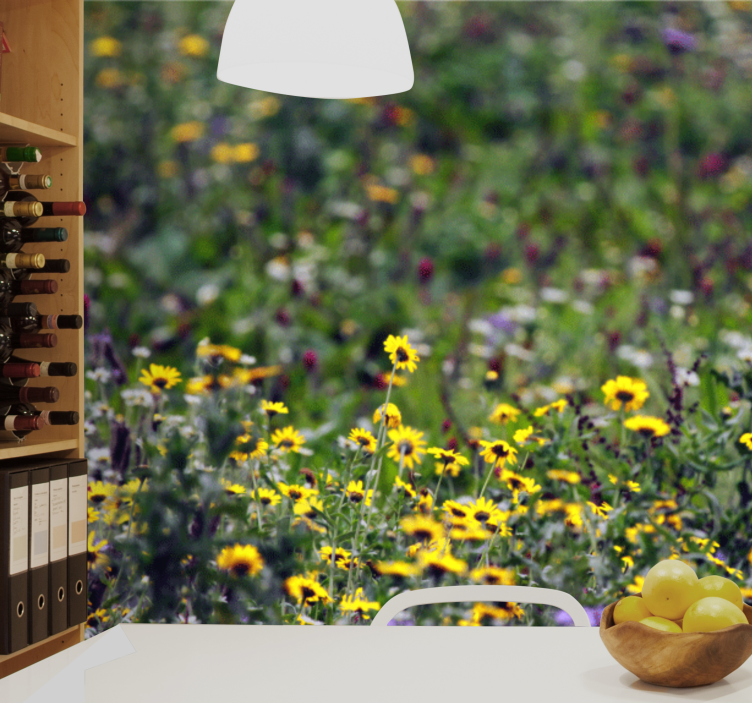 Fototapeter blommor soliga ängsblommor - Tenstickers